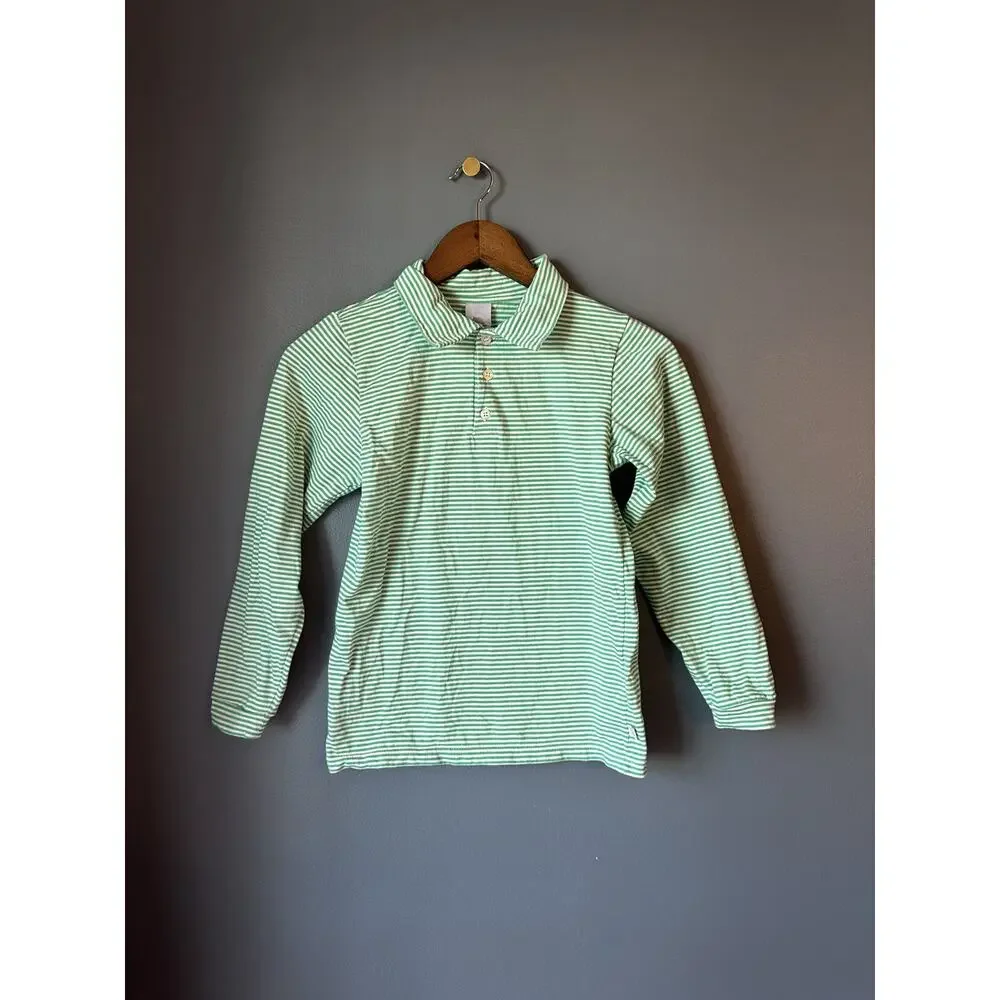 Bella Bliss Green Skinny Stripe Long Sleeve‎ Polo